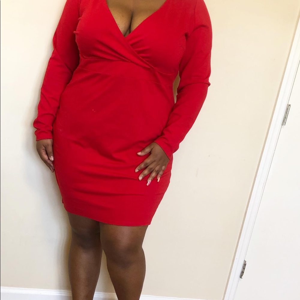 Red Long-Sleeved Dress.